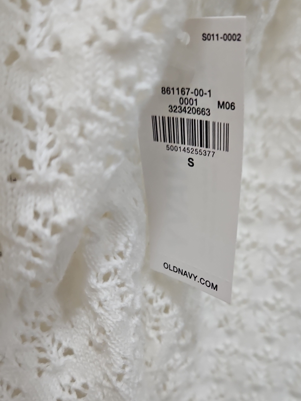 NWT Old Navy S White Ruffled Open Crochet Cardigan Sweater - Picture 3 of 4